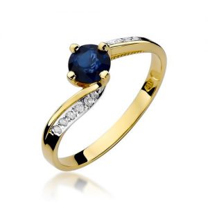 pierścionki złote z szafirem